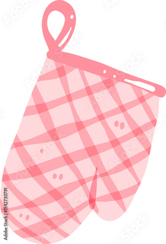 Pink Oven Mitt Illustration, Cute Kitchen Glove Clipart, Kawaii Baking Accessory Graphic

