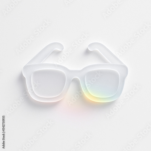 frosted glass texture sunglasses with gentle rainbow crystalline refraction