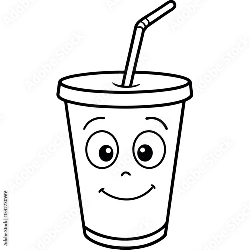  Cup with a straw vector illustration.
