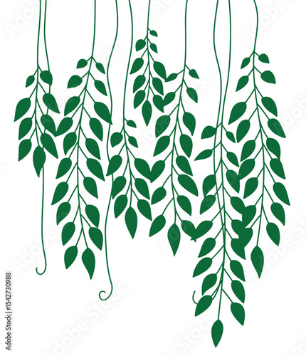 Hanging Green Leaves in Simple Vector Design