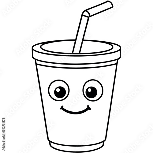  Cup with a straw vector illustration.
