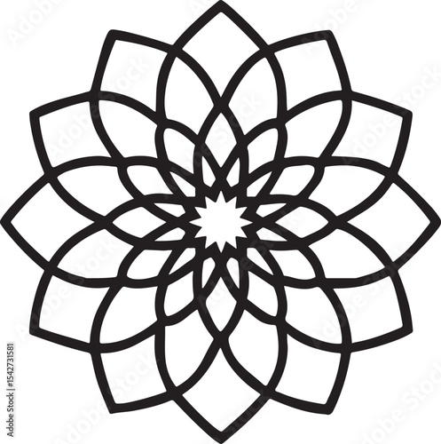Elegant Floral Pattern Design with Stylized Petals and Geometric Symmetry