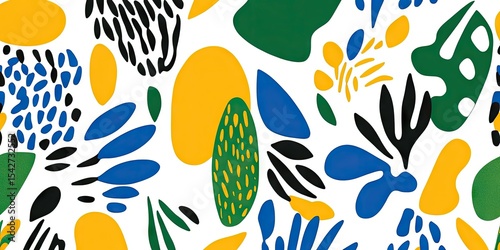 Abstract pattern of organic shapes in vibrant colors