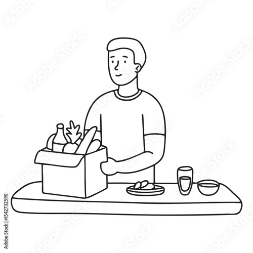 A person unpacking groceries on a kitchen counter