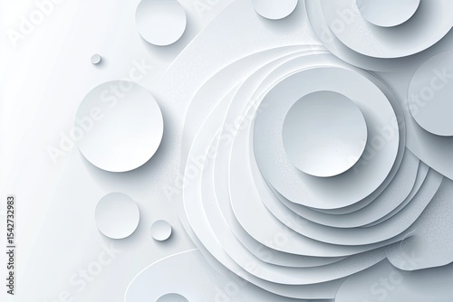 Abstract white layered circles and forms