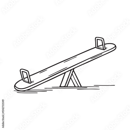 A playground seesaw sloping to one side