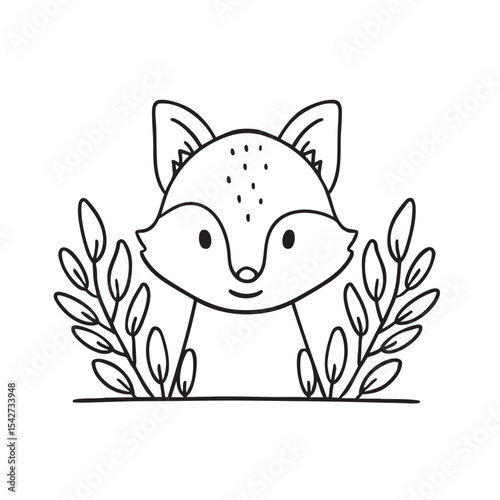 A fox peeking out from under heavy brush