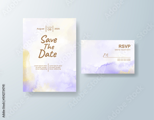Wedding invitation with abstract splash watercolor