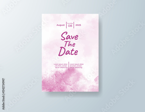 Wedding invitation with abstract splash watercolor