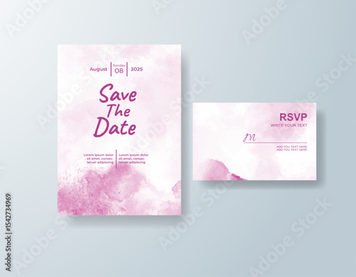 Wedding invitation with abstract splash watercolor
