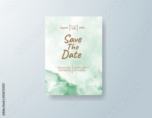 Wedding invitation with abstract splash watercolor