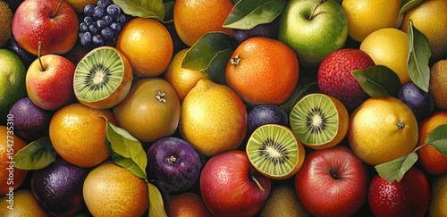 Colorful still life of various fruits