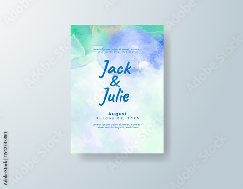 Wedding invitation with abstract splash watercolor