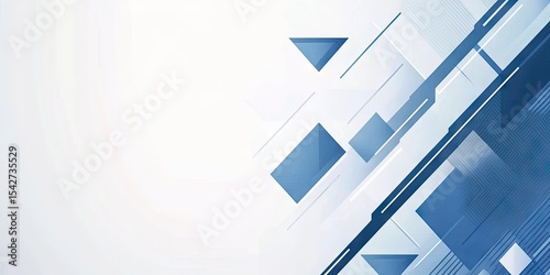 Abstract geometric design with overlapping shapes in shades of blue and white
