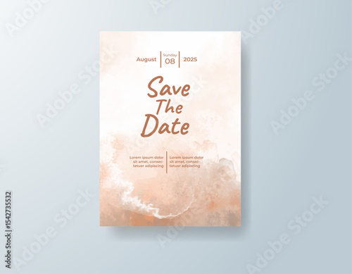 Wedding invitation with abstract splash watercolor