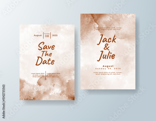 Wedding invitation with abstract splash watercolor