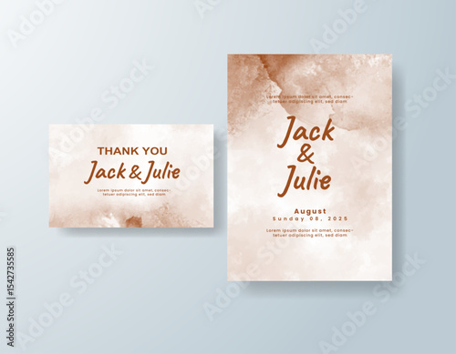 Wedding invitation with abstract splash watercolor