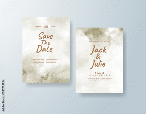 Wedding invitation with abstract splash watercolor
