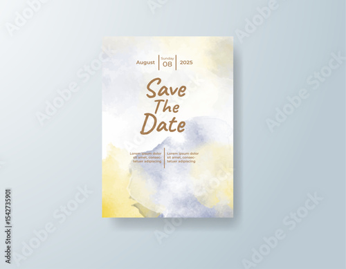 Wedding invitation with abstract splash watercolor