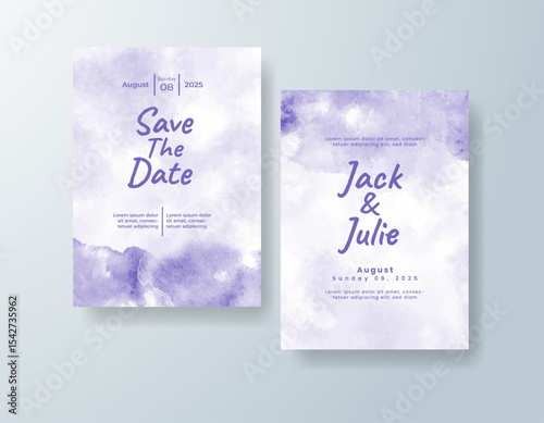 Wedding invitation with abstract splash watercolor