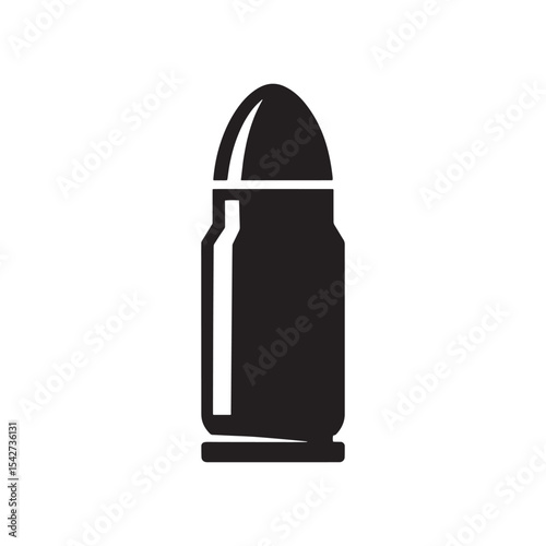 Single Bullet Silhouette Vector | Ammunition Icon for Military and Shooting Design