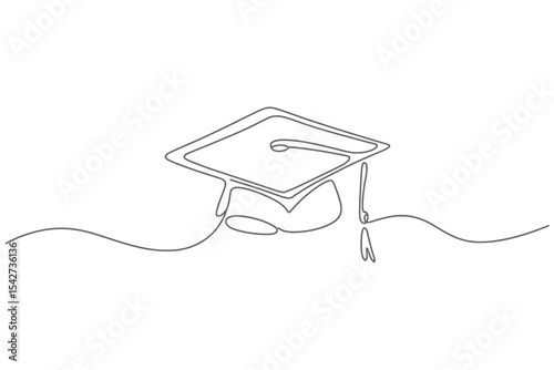 Single Line Drawing Graduation Cap Illustration