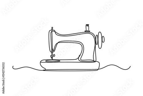 Single Line Drawing of a Vintage Sewing Machine