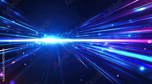 Abstract digital speed, streaks of light, bright central beam