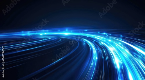 Abstract swirling blue light trails