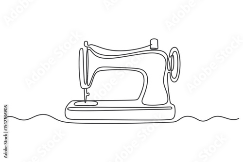 Single Line Drawing of a Vintage Sewing Machine