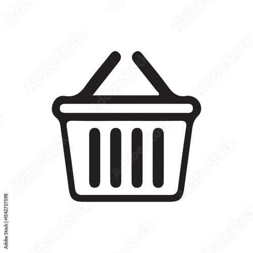Minimalist Market Basket Icon in Black