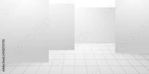 White presentation on Studio Room background, realistic vector illustration. Empty space for product presentation, studio shooting with light, exhibition, show or display concept. vector dynamic room