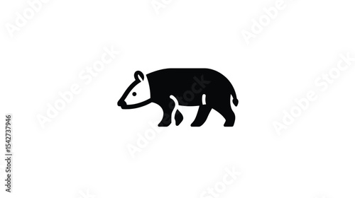 Tapir Icon: Minimalist Black and White Tapir Illustration