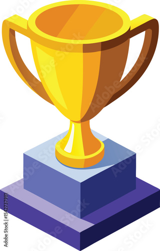 Golden trophy on a three tiered pedestal
