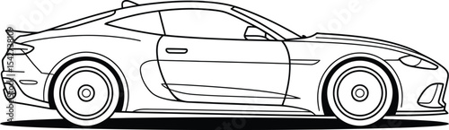 Outline of modern sports car side view minimalist car design