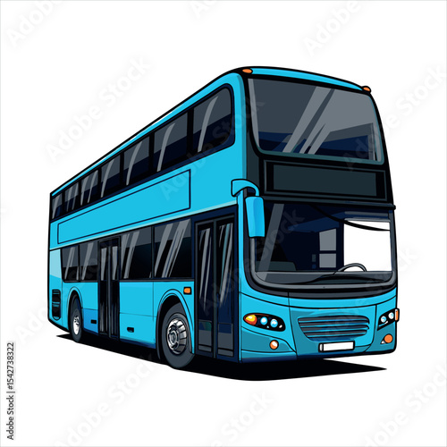 Flat Vector Bus Illustration in Urban Style