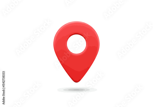 Free Download A red location pin floats with a small shadow on a white background - GFXLoad