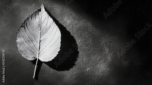 Monochrome Leaf Shadow on Dark Background