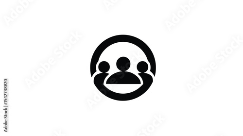 Teamwork Icon: Group of People in Circle - Collaboration Symbol