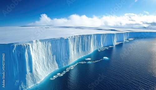 Dramatic ice cliff meets icy sea