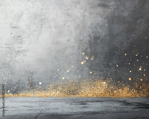 Moody Gold Glitter Haze on Grey Concrete Background
