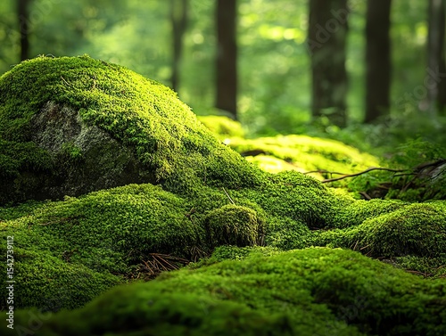 Moss Covered Rocks in Glowing Ambient Light