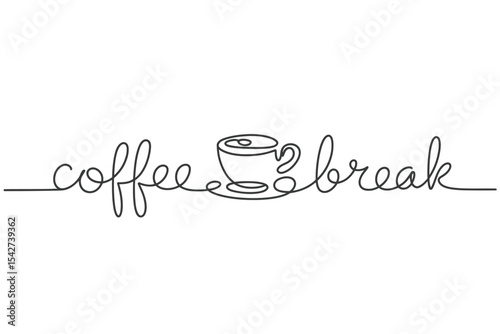 Coffee Break One Line Art Illustration
