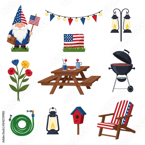 Patriotic Picnic Party Illustration: Celebrating Independence Day