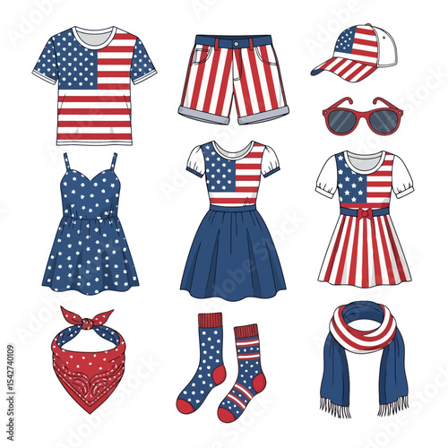 Patriotic Apparel Collection: Vector Illustration