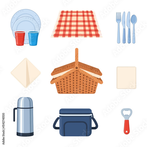 Picnic Essentials: Flat Lay Illustration for Outdoor Dining