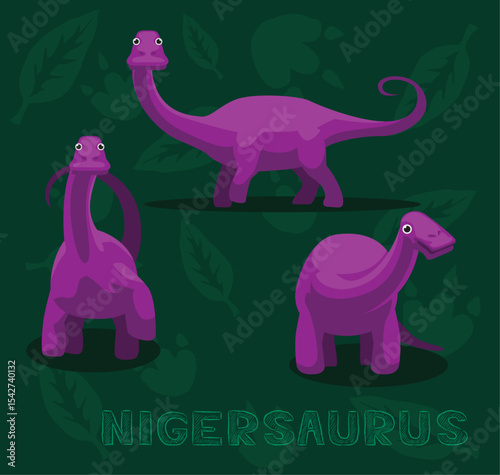 Dinosaur Nigersaurus Cartoon Vector Illustration
