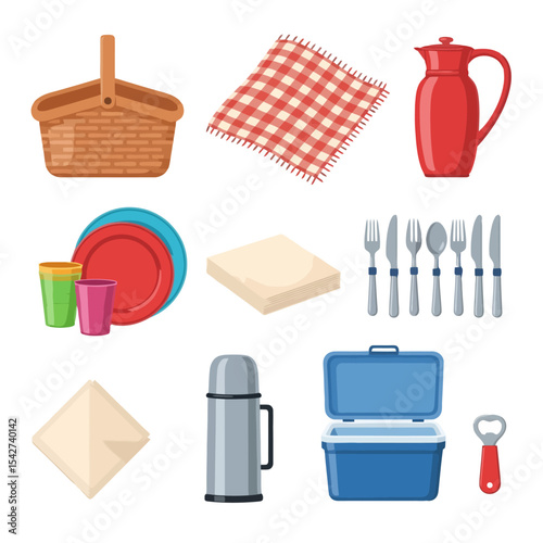 Picnic Essentials: Vector Illustration of Picnic Gear