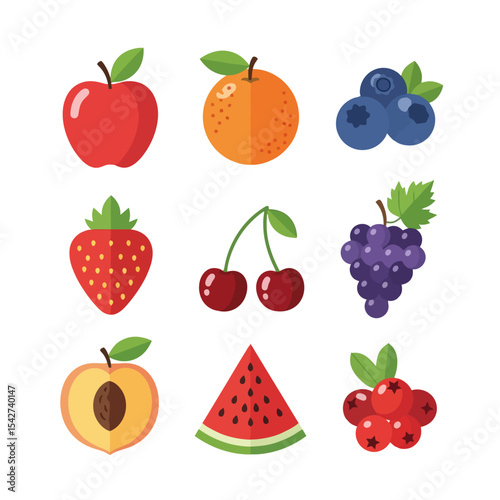 Fresh Fruit Medley: Colorful Vector Illustration