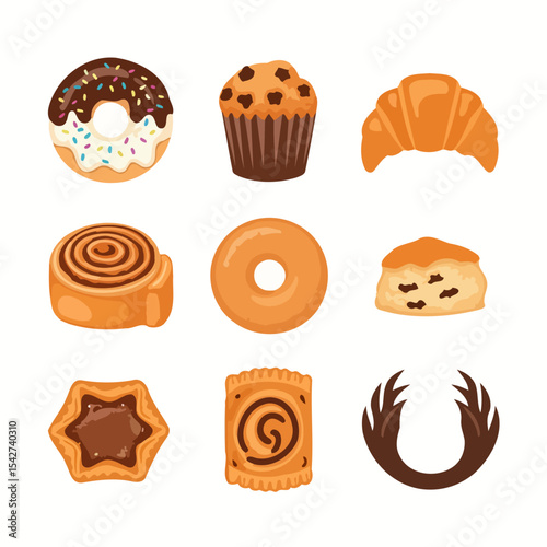 Assorted Bakery Pastries: Donuts, Muffin, and More